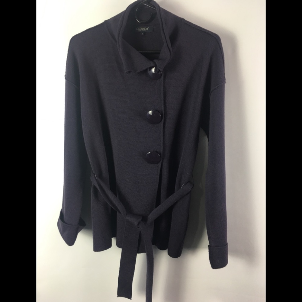 Clorinda Cardigan Sweater Purple Small Merino Wool